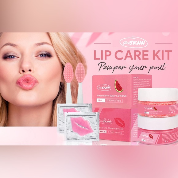 Natural Sugar Scrub Watermelon Hydrating Lip Sleeping Mask 4 in 1 Lip Care Set - Picture 2 of 9